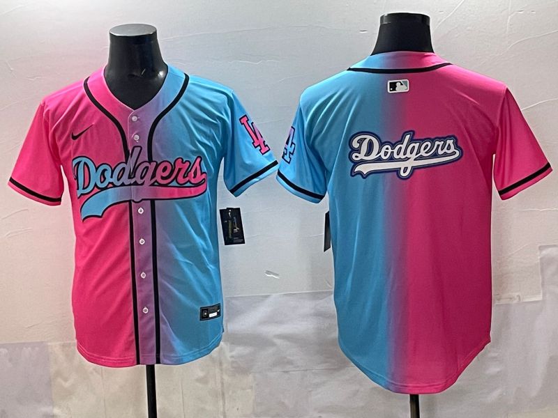 Men 2025 Los Angeles Dodgers Blank Blue pink Game Nike MLB Jersey style 0023